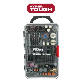Hyper Tough 208-Piece Rotary Tool Accessory Kit with Storage Case, Multi-Material Use