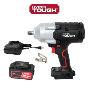 Hyper Tough 20V Max Brushless 1/2-Inch High-Torque Cordless Impact Wrench with Battery and Charger